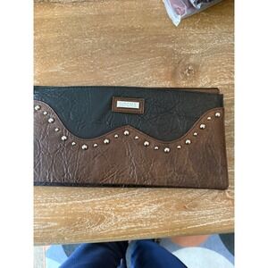 MICHE Black Brown Studded Wavy Panel Clutch‎  shell only